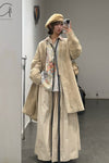AVIVA JIFEI XUE Beige velvet mid-length kimono jacket FW23-KJM-BE